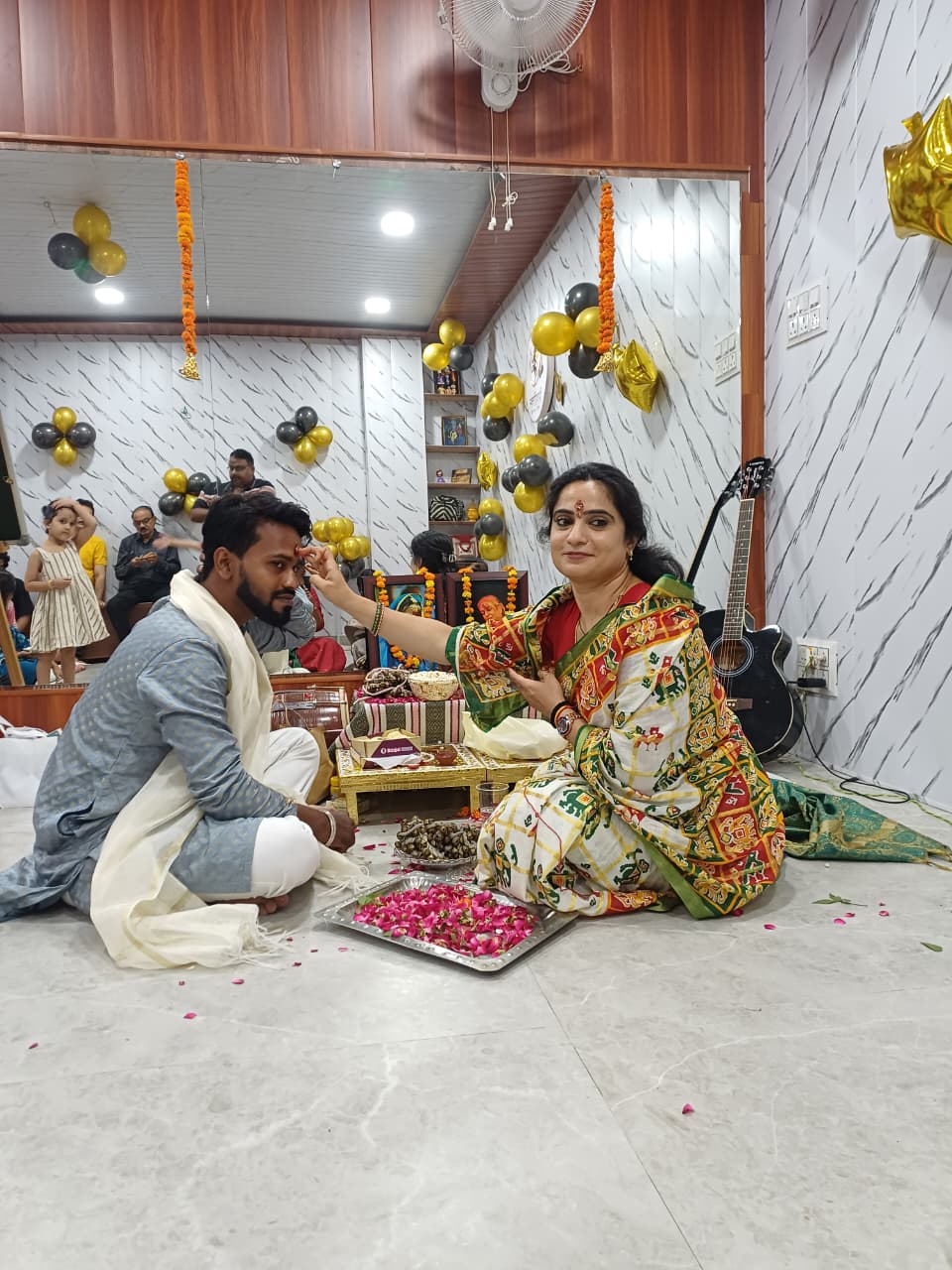 Ghungroo Puja tilak blessing ceremony for a male student