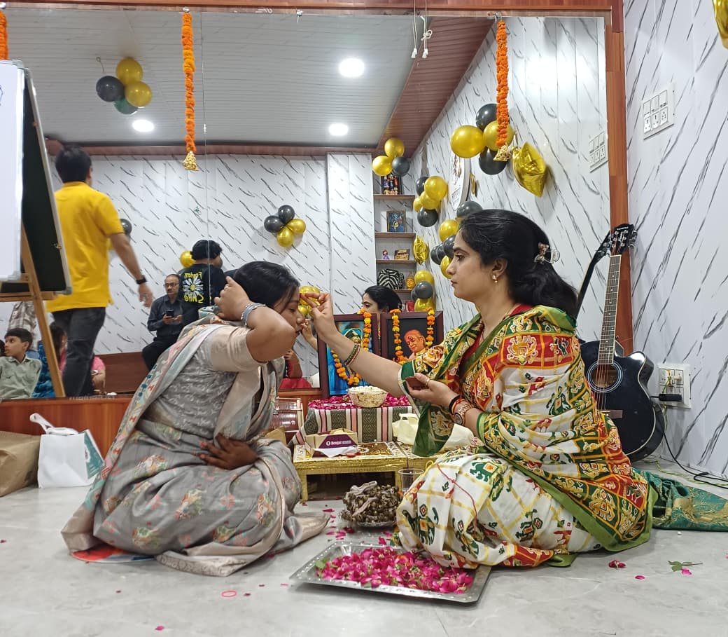 Ghungroo Puja tilak blessing ceremony for an adult student